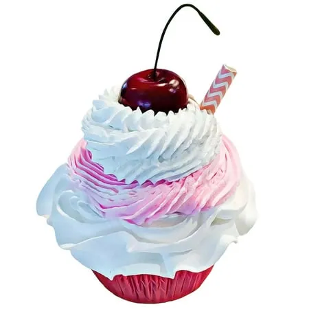 DEZICAKES Fake Cupcake Strawberry Milkshake Pink & White Prop Decoration Dezicakes