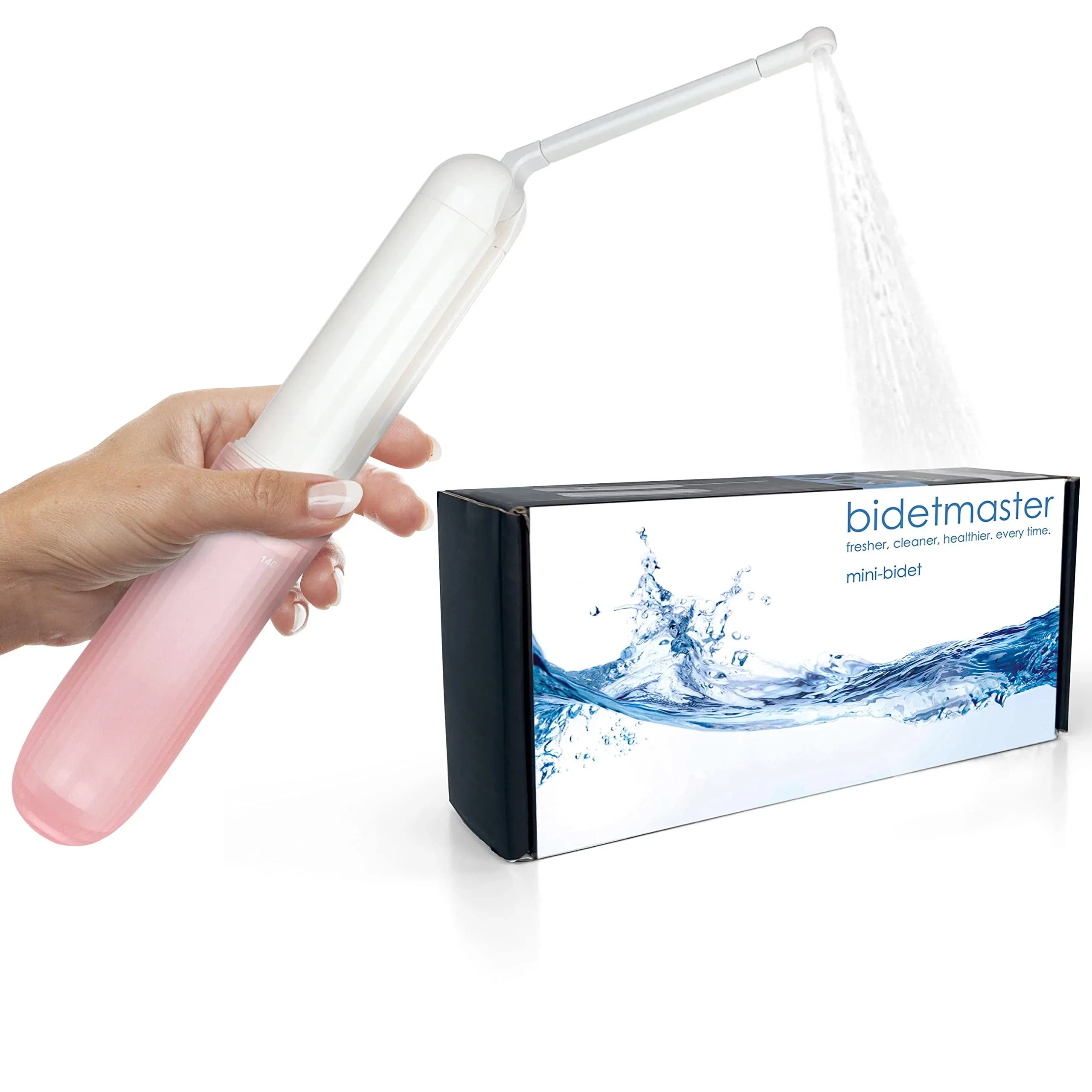 bidetmaster Portable Bidet - Mini Foldable Handheld Personal Travel Bidet with 2 Pressure Options Automatic Bidet Electric for Personal Hygiene Cleaning Soothing Postpartum Care - Pink