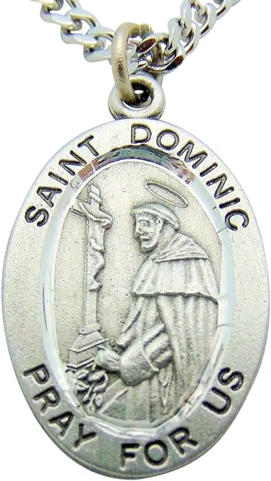 Westman Works St Dominic Solid Pewter One Inch Saint Medal with Stainless Steel Chain