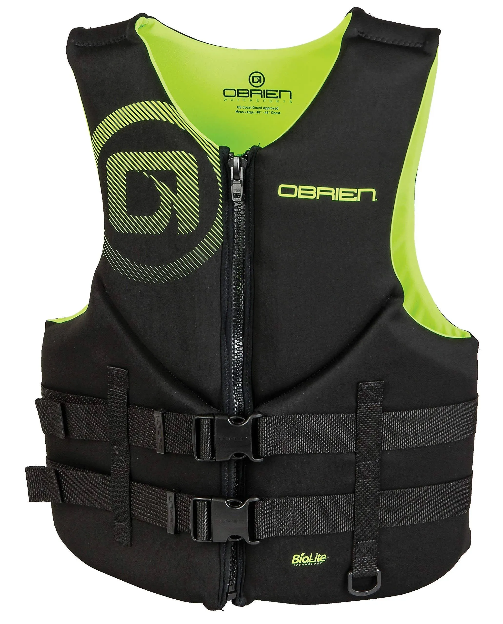 O&#039;Brien Men&#039;s Traditional BioLite Life Jacket | Black | 3XL | New, 52”-56”