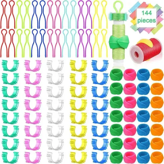 144 Pieces Bobbin Thread Buddies Set Includes 70 Bobbin Holder Clips Color Thread Clips Holder Tool, 32 Thread Spool Huggers, 42 Bobbin Thread Holders for Thread Spool Organizing