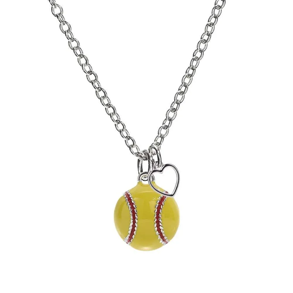 GIMMEDAT Heart Baseball, Volleyball, Basketball, Softball, Lacrosse, Tennis, Soccer Necklace for Girl's and Women Sports Fan Jewelry Gift for Player