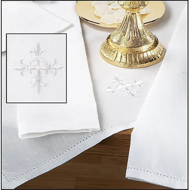 White Fleur-de-Lis Cross Linen Corporal