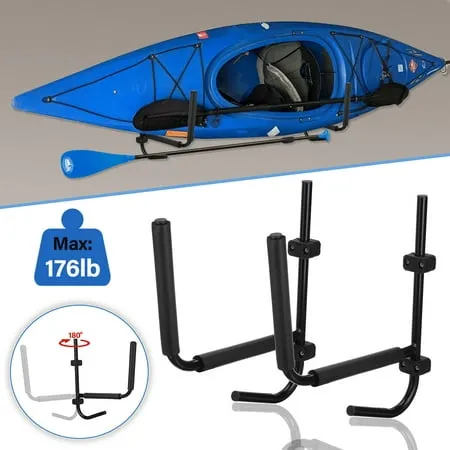 Kayak Storage Rack Wall Mounted, Heavy Duty Storage for Kayak, Canoe & Paddleboard for Indoor, Outdoor, Garage, Shed, or Dock, Adjustable Height