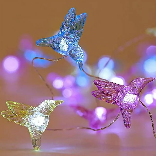 Hummingbird Decorative String Lights 13.85 Ft 40 Cool White LED Weatherproof ...