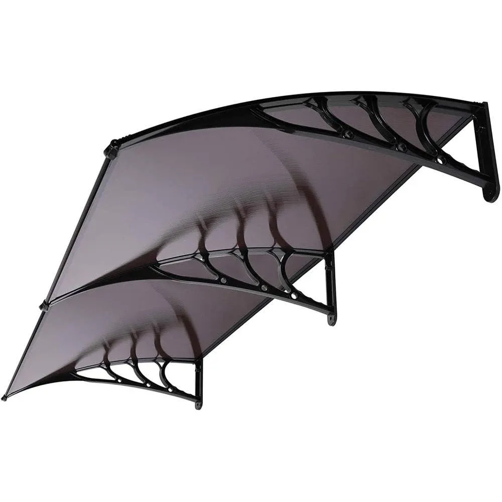 Polycarbonate Window Door Awning Canopy Brown with Black Bracket Vivohome