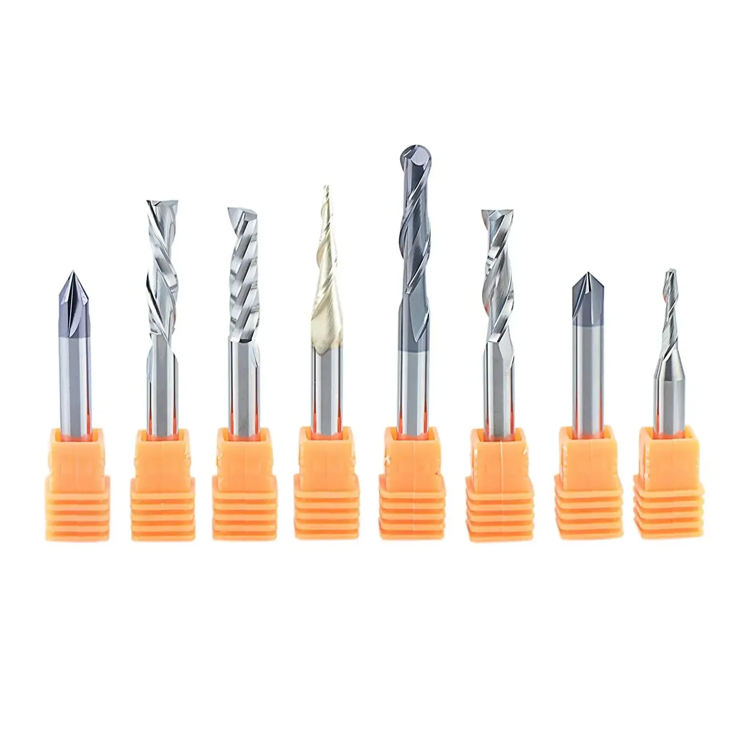 SpeTool WD-2 8 Pcs 1/4 Shank CNC Router Bit Set for Woodworking