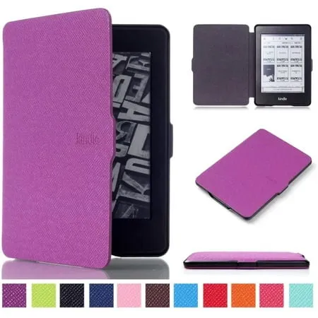 MonsDirect Case Compatible with 6 Kindle Paperwhite (Fits 2012 2013 2015 2016 Version) Model NO: EY21/DP75SDI PU Leather Hard Protective Case Cover with Smart Wake/Sleep Purple