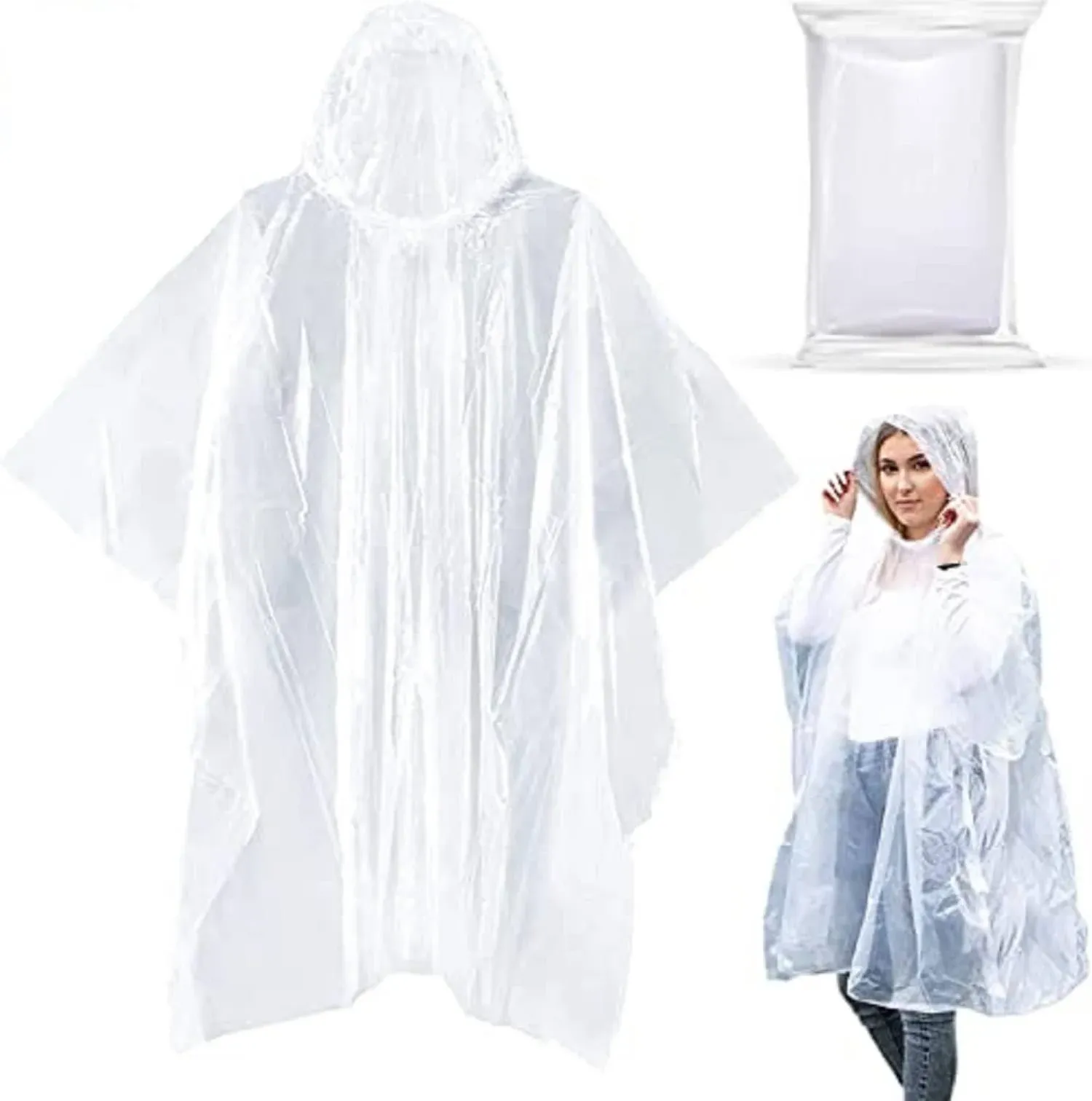 Noe&Malu Disposable Emergency Clear Rain Poncho for Adults - 20 Pack