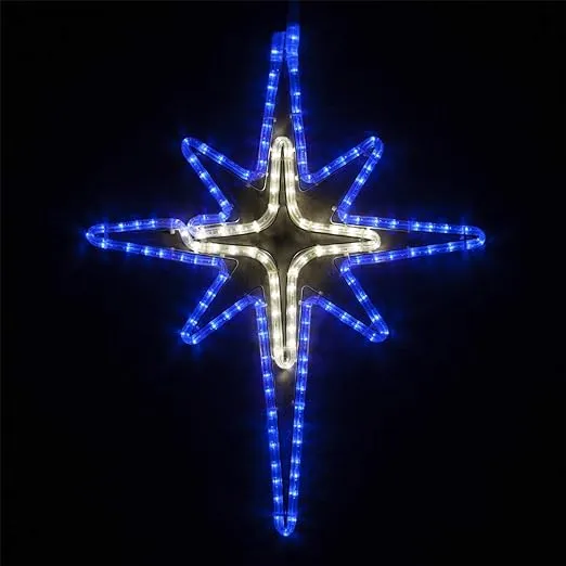 Wintergreen Lighting LED Star Lights Christmas Outdoor Christmas LED Star Christmas Outdoor Decorations LED Rope Light (28, Bethlehem Star with Cross Center, Blue/Cool White LED)