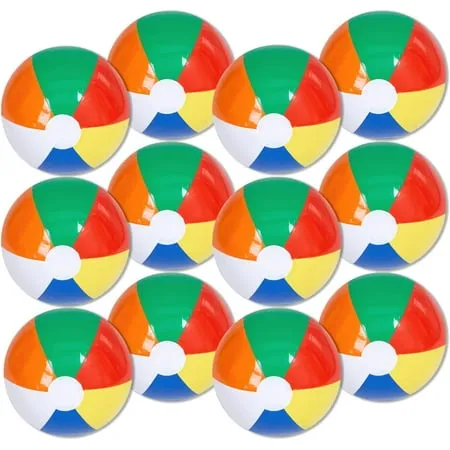 12 Mini Beach Balls Bulk (12 Pack) Summer Party Favors for Kids Pool Toys