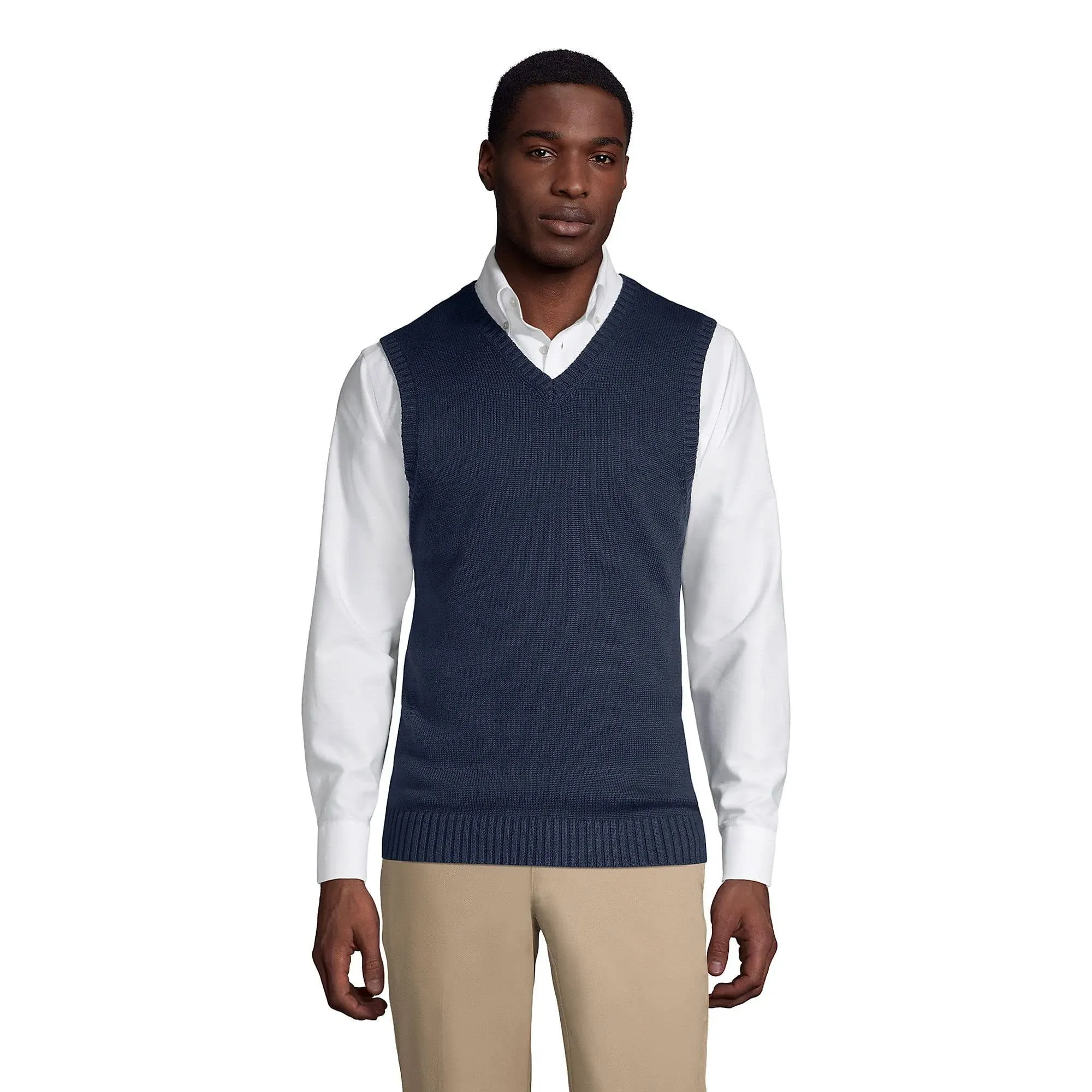 Lands' End School Uniform Men's Cotton Modal Sweater Vest