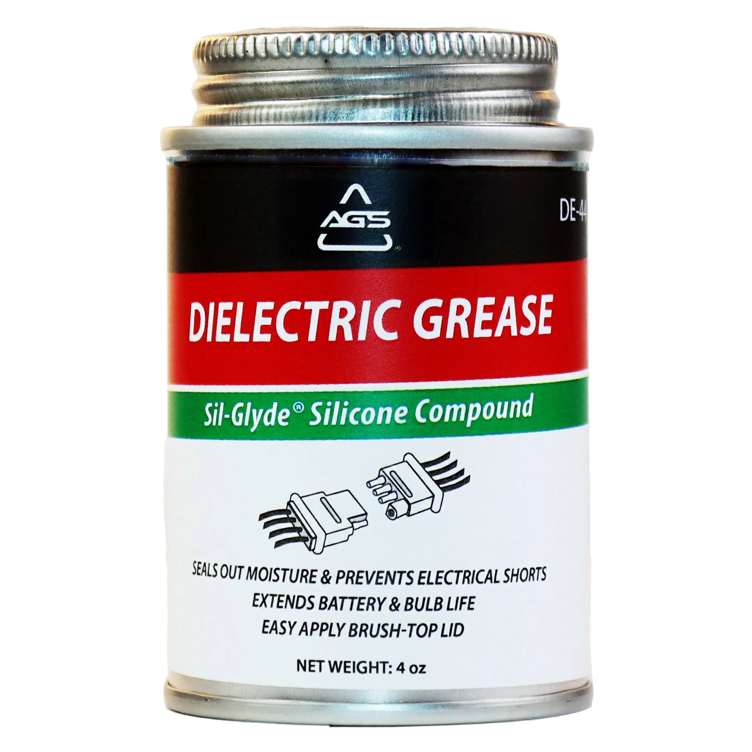 AGS Automotive Solutions Brush Top Can Dielectric Silicone Grease Compound for All Electrical Components and Connectors, 4 Ounces