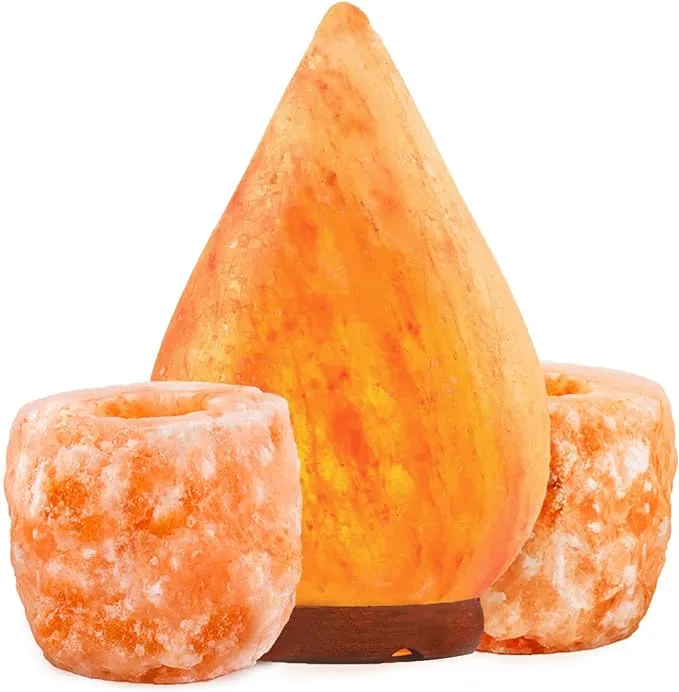 Crystal Allies: Natural Himalayan Drop Salt Lamp &amp; 2pc Candle Holder Combo