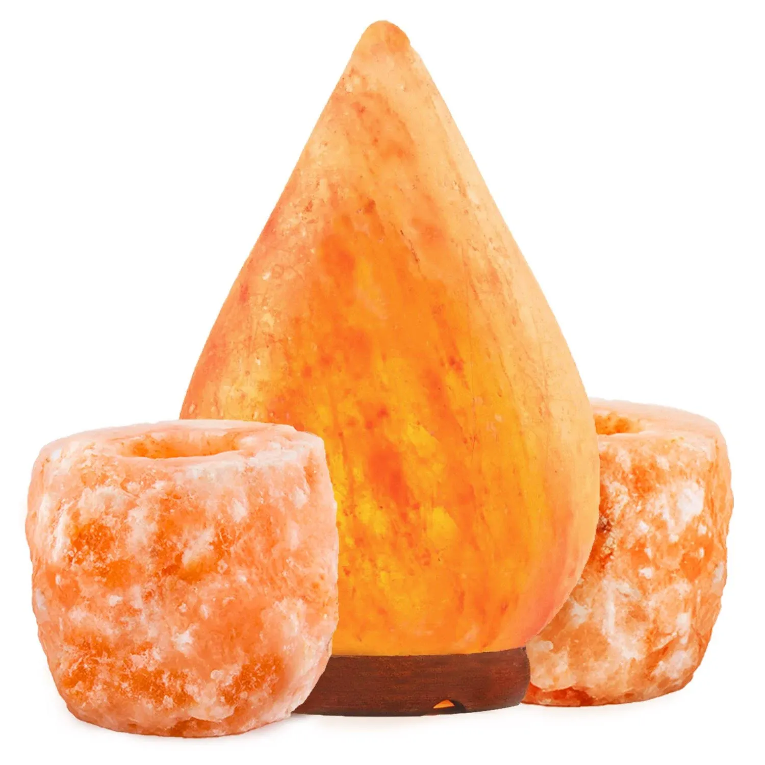 Crystal Allies: Natural Himalayan Drop Salt Lamp &amp; 2pc Candle Holder Combo