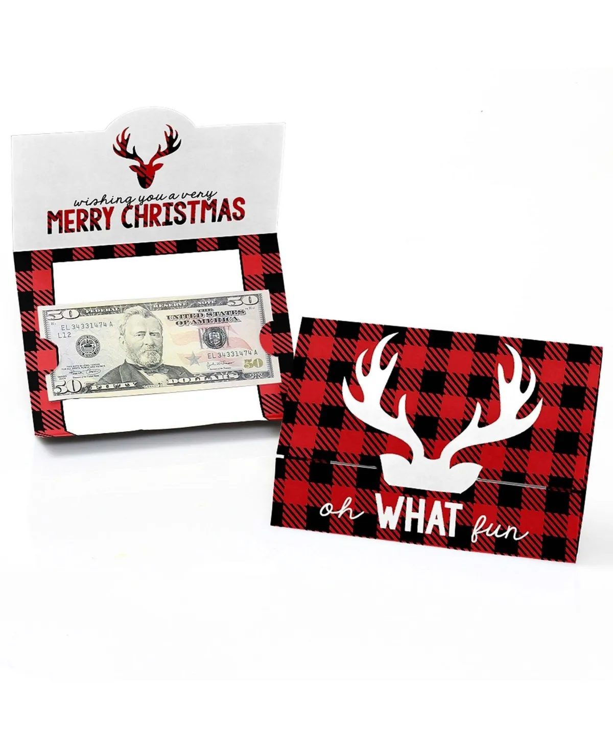 Prancing Plaid - Christmas Buffalo Plaid Money and Gift Card Holders - Set of 8