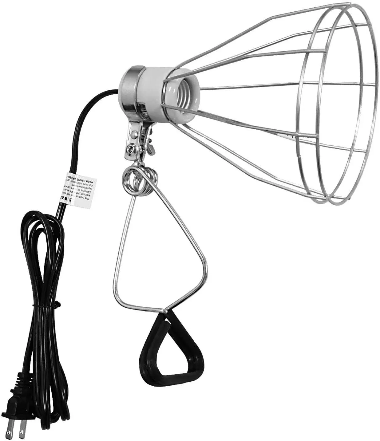 Simple Deluxe Clamp Lamp Light with Steel Cage Wire Grillup To 250W E26 Socket (No Bulb Included) 6' Cord, Silver