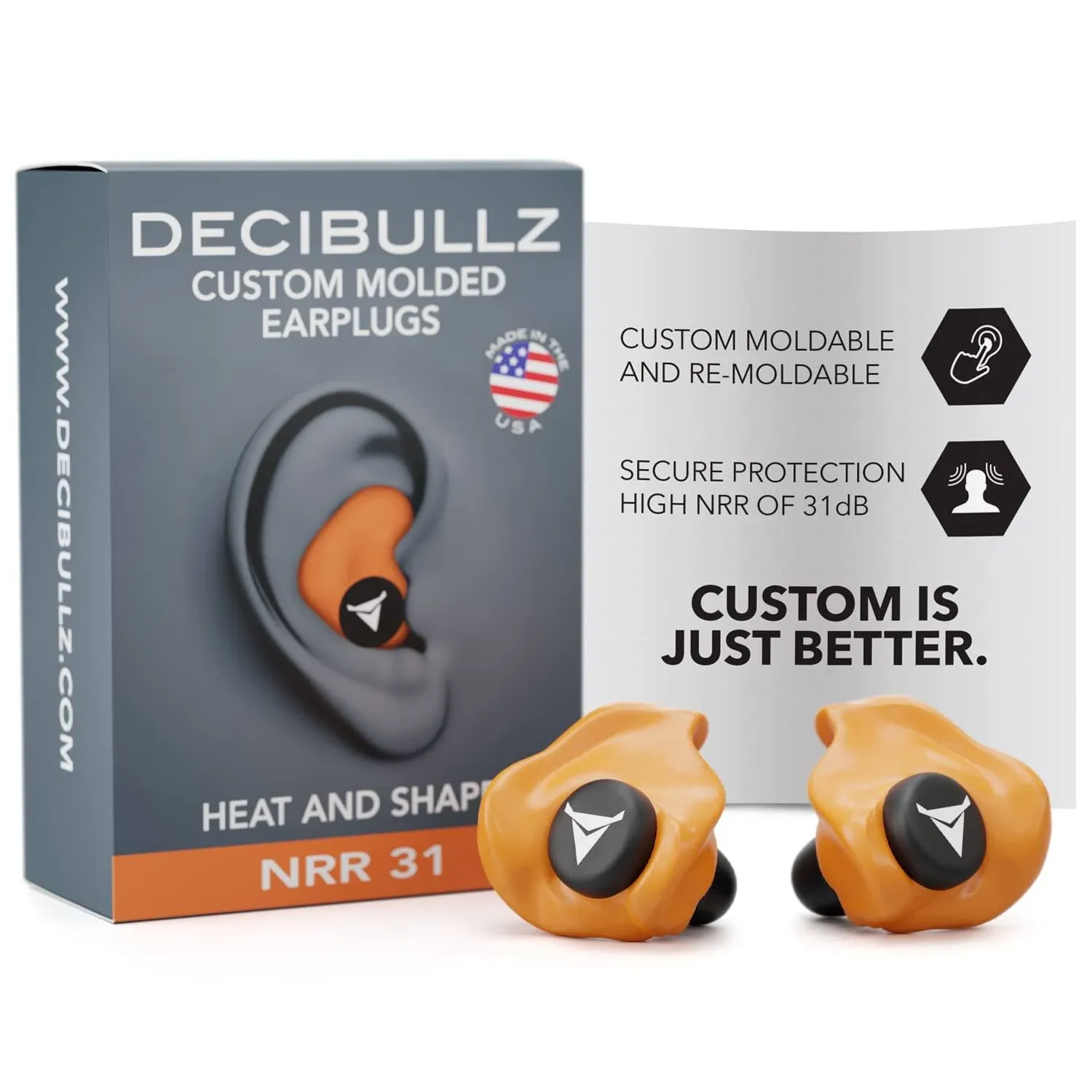 Decibullz - Custom Molded Earplugs, 31dB Highest NRR, Comfortable Hearing ...