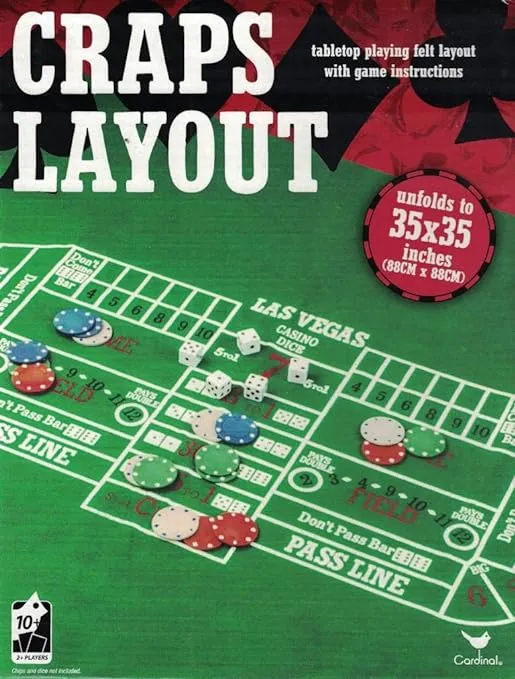 Craps tabletop playing felt layout