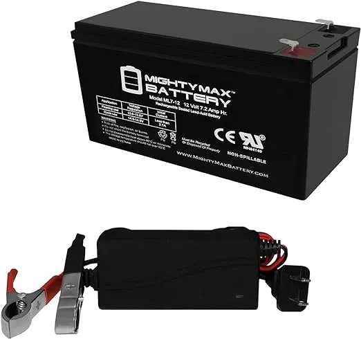 Mighty Max Battery 12V 7.2Ah SLA Battery for 385ci Portable Fish Finder + 12V Charger