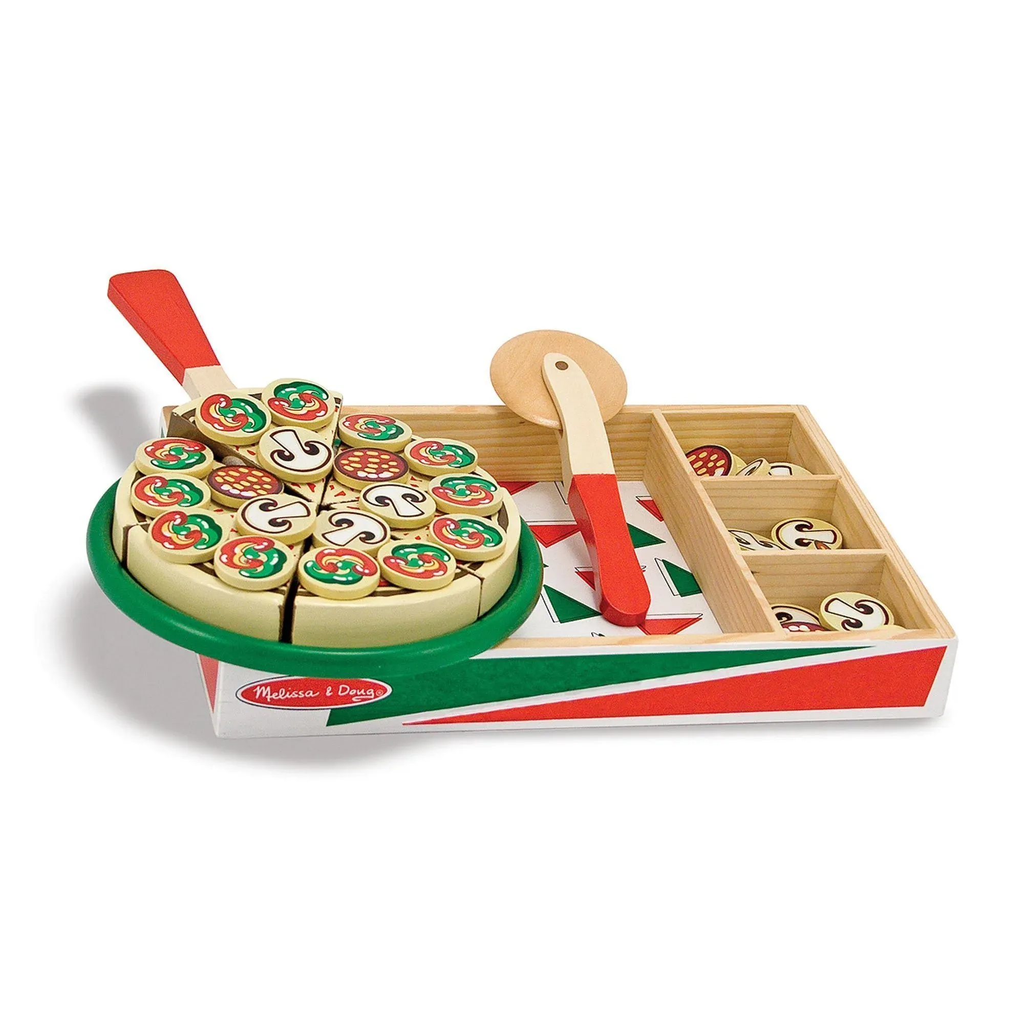 Melissa & Doug Wooden Pizza | Wooden Toys | Pretend Play | Play Food for Kids | 3+ | Gift for Boy or Girl