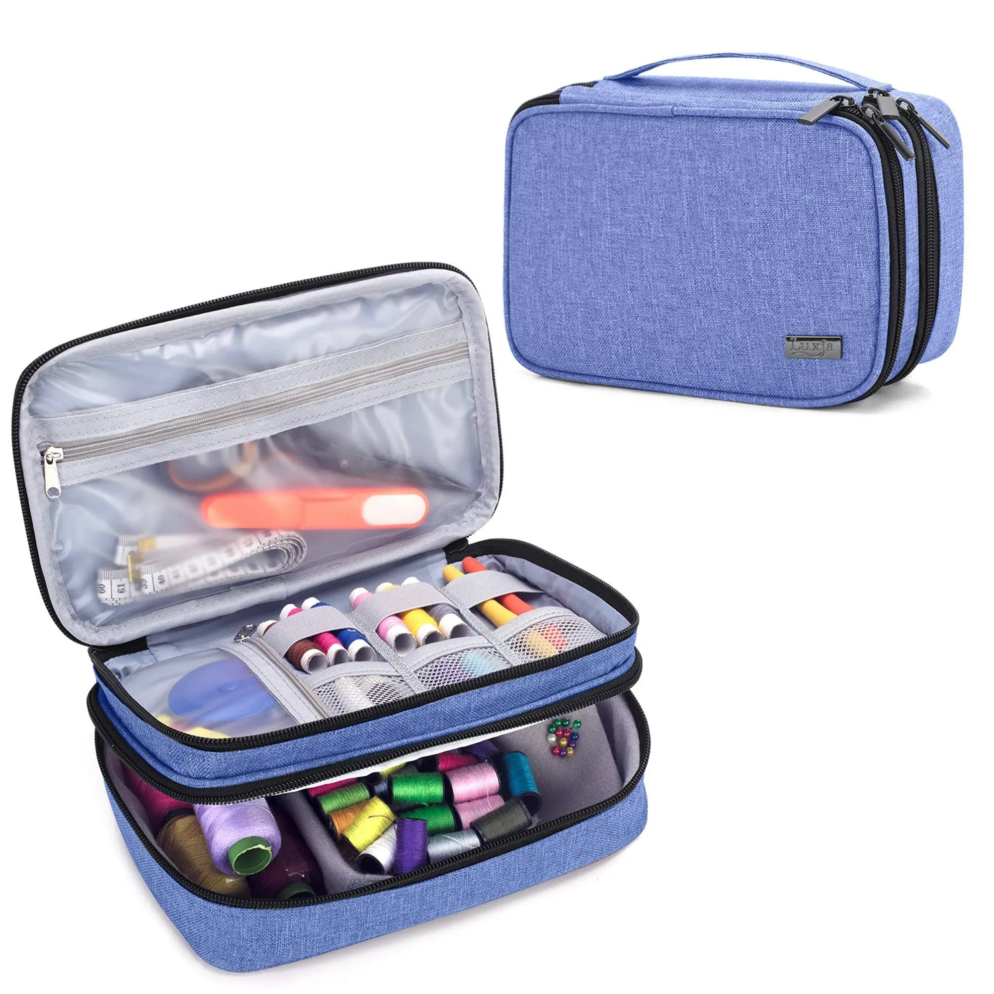 Luxja Sewing Accessories Organizer, Double-Layer Sewing Supplies Organizer for ...