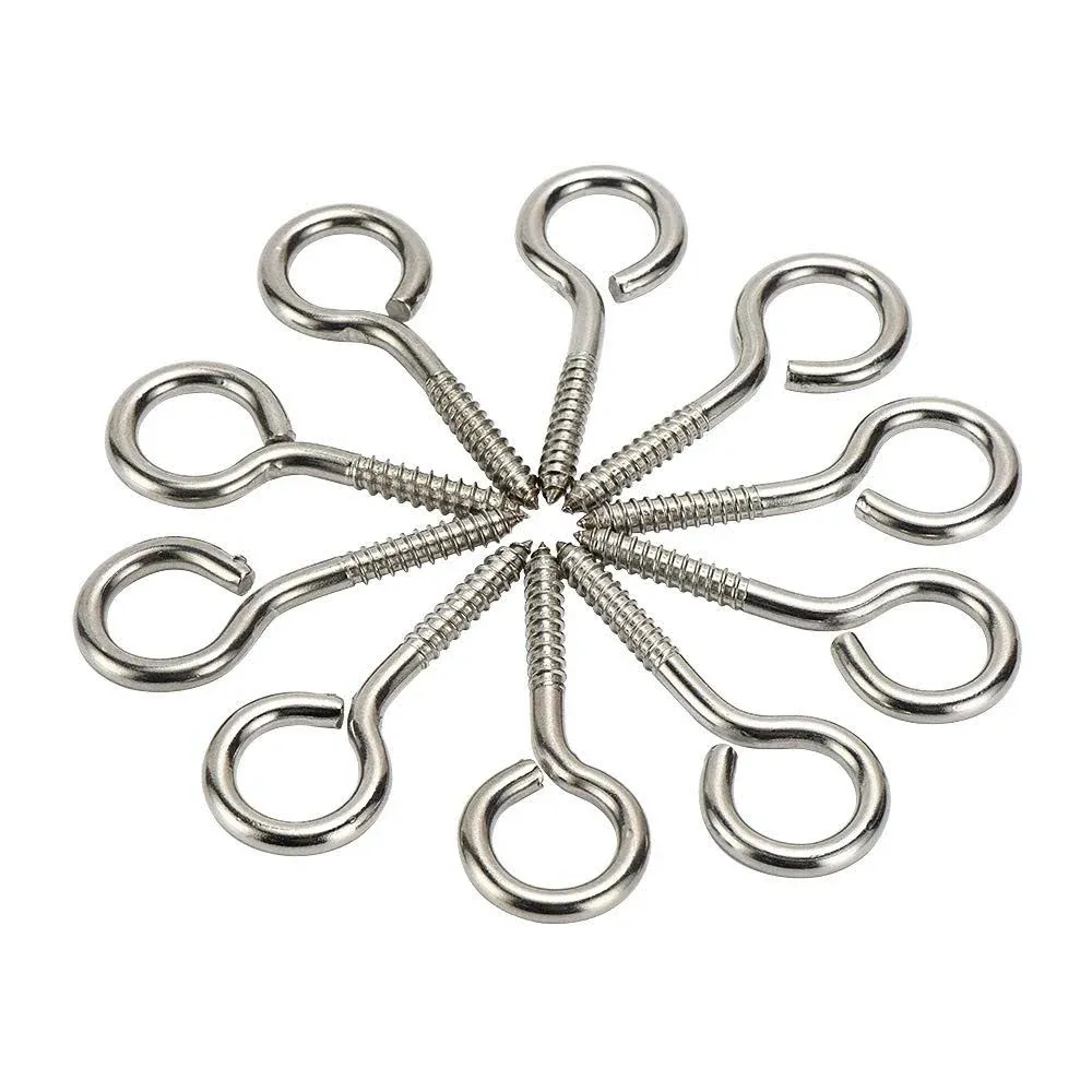 HOME MASTER HARDWARE Eye Hooks Screw 10 Pack,4-7/8 Inch Stainless Steel Eye Bolts Screw in,Heavy Duty Eye Bolt Hooks for Hammock Stand Yoga Indoor Outdoor