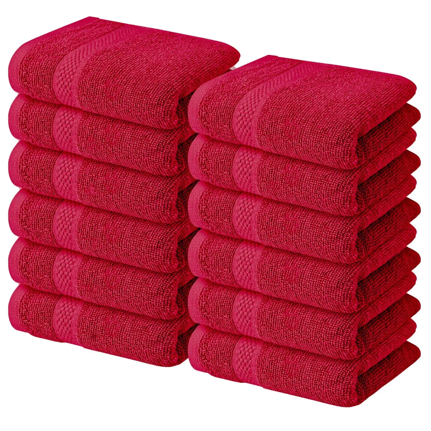 Infinitee Xclusives Premium Wash Cloths for Showering [13x13] – 100% Cotton Washcloths [Pack of 12], Soft and Absorbent Face Towels for Bathroom Wash Clothes, Gym, and Spa |Burgundy|