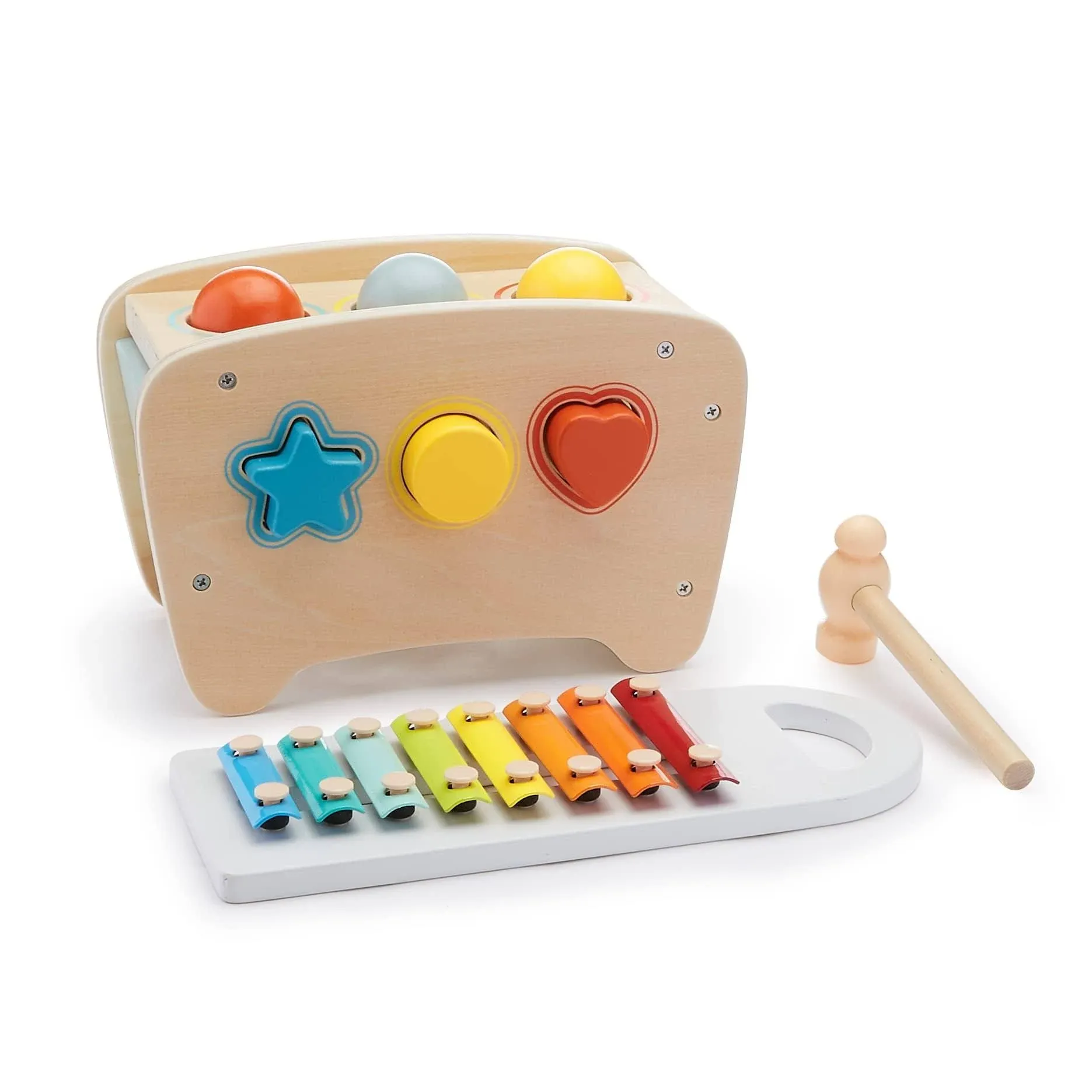 Amazon Basics Pounding and Hammering Toy Bench with Xylophone and Shape Sorter ...