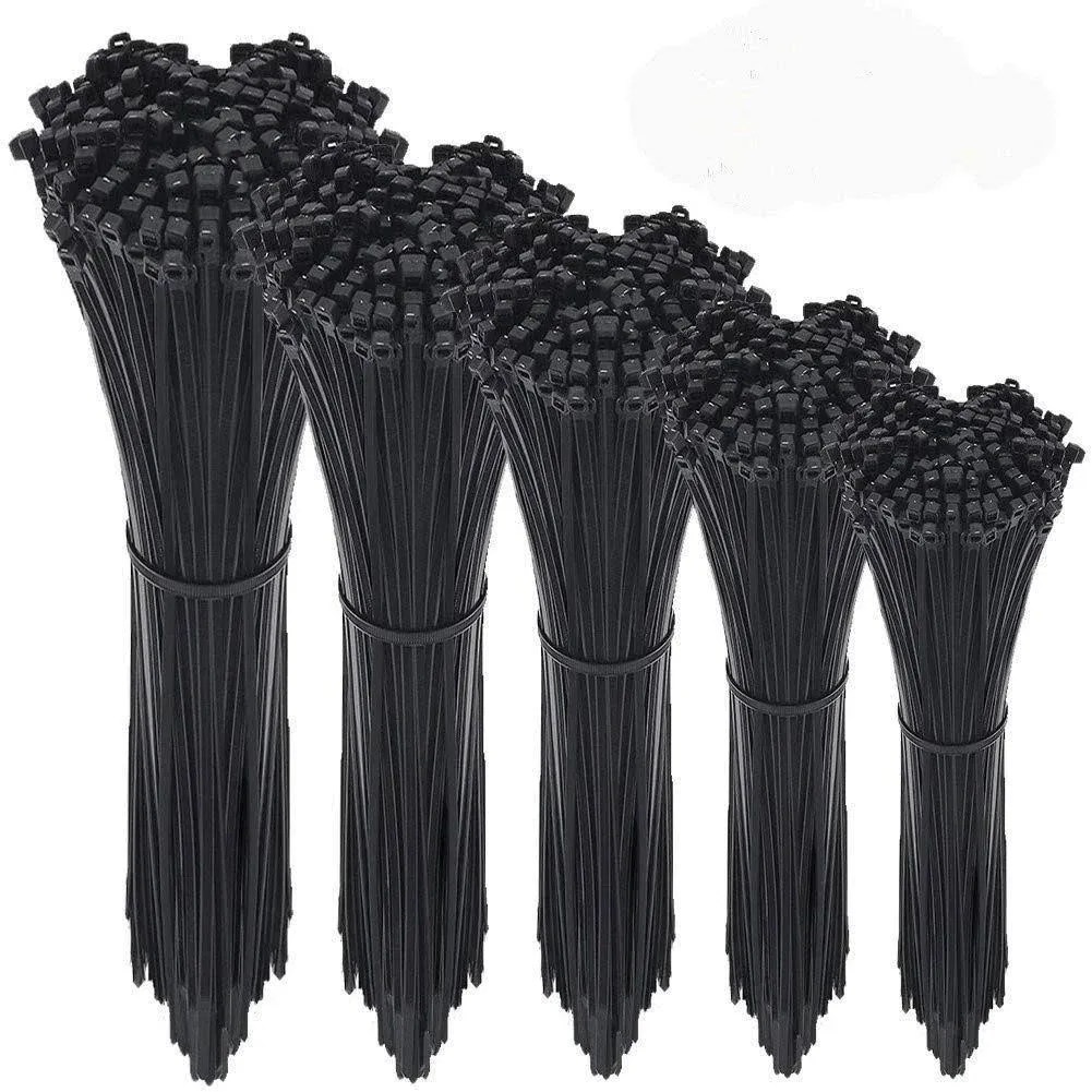 Zip Ties, 500 Pcs Adjustable Durable Self locking Black Nylon Zip Cable Ties for Home Office Garage Workshop Heavy Duty