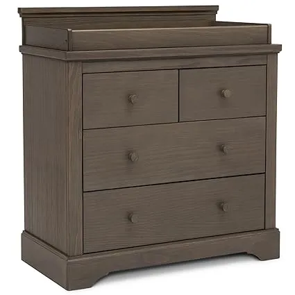 Simmons Kids Paloma 4 Drawer Dresser with Changing Top and Interlocking Drawers - Greenguard Gold Certified, Rustic Grey