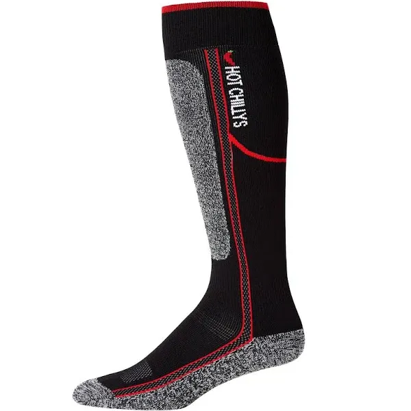 Hot Chillys Elite Heat Mid Volume Sock - Men's L Black/Red