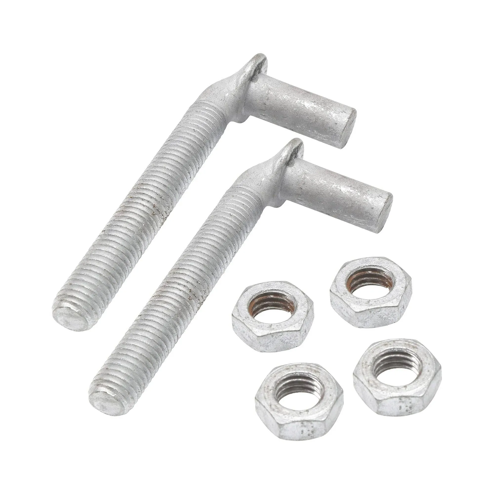 J-Bolt Post Hinge 5/8" x 6" - Male J Bolts with Nuts (Pack of 2)