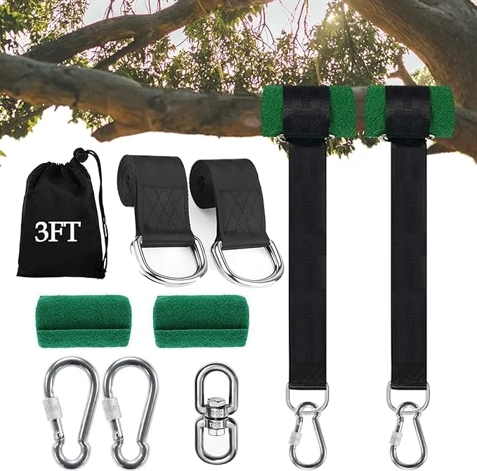 Werfeito Extra Long Tree Swing Straps Holds 2500 lbs (Set of 2), 3Ft10Ft20Ft30Ft Tree Swing Hanging Kit with Tree Protector, Hea