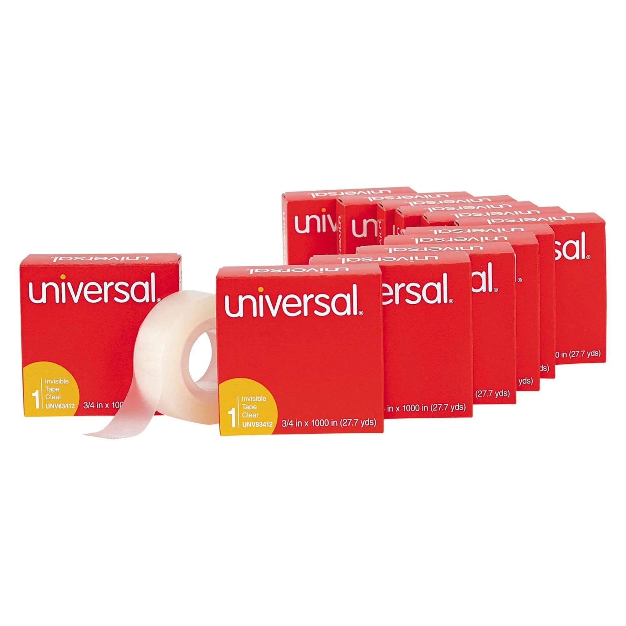 Universal Invisible Tape 3/4 inch x 1000 inch 1 Core 12/Pack