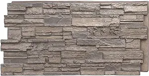 Ekena Millwork 48 5/8 inchw x 24 3/4 inchh x 1 1/4 inchd Cascade Stacked Stone, Stonewall Faux Stone Siding Panel, Boardwalk Bay