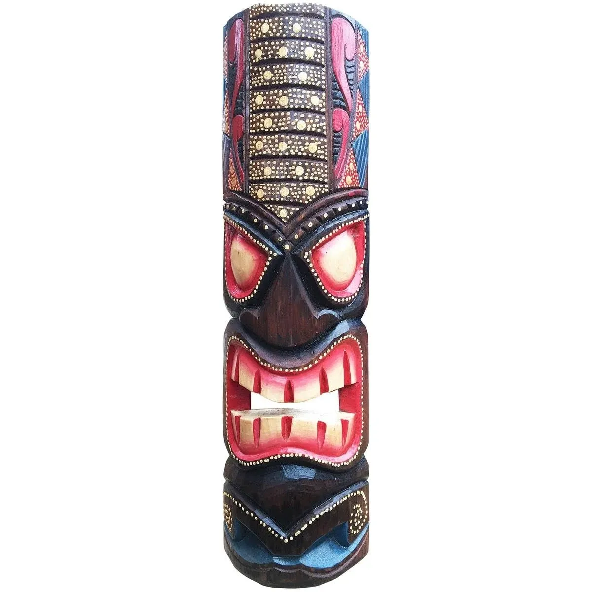 Backyard X-Scapes 20 in. Tiki Mask Hawaiian Dot Art Wood Wall Décor