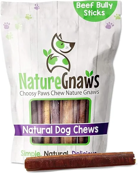 Nature Gnaws Large Bully Sticks Dog Chews, 3 Count