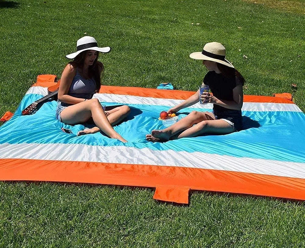 Beach Blanket Sandproof Extra Large Oversized 10&#039;x 9&#039; 28 Person Beach Mat Lightw