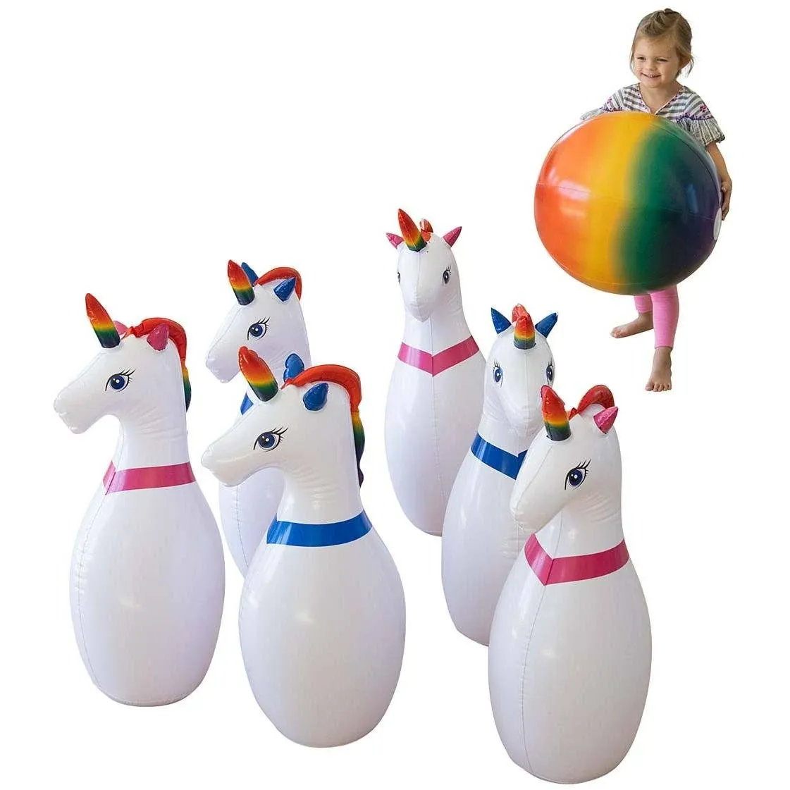 HearthSong Giant Inflatable Unicorn Bowling