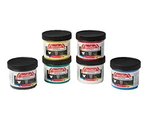 Speedball Fabric Screen Printing Ink Starter Set, 6-Colors, 4-Ounce for T-Shirt and Silkscreen Printmaking