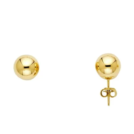 Jewels By Lux 14K Yellow Gold 8mm Post Push Back Ball Womens Stud Earrings