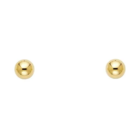 Jewels By Lux 14K Yellow Gold 6mm Post Push Back Ball Womens Stud Earrings