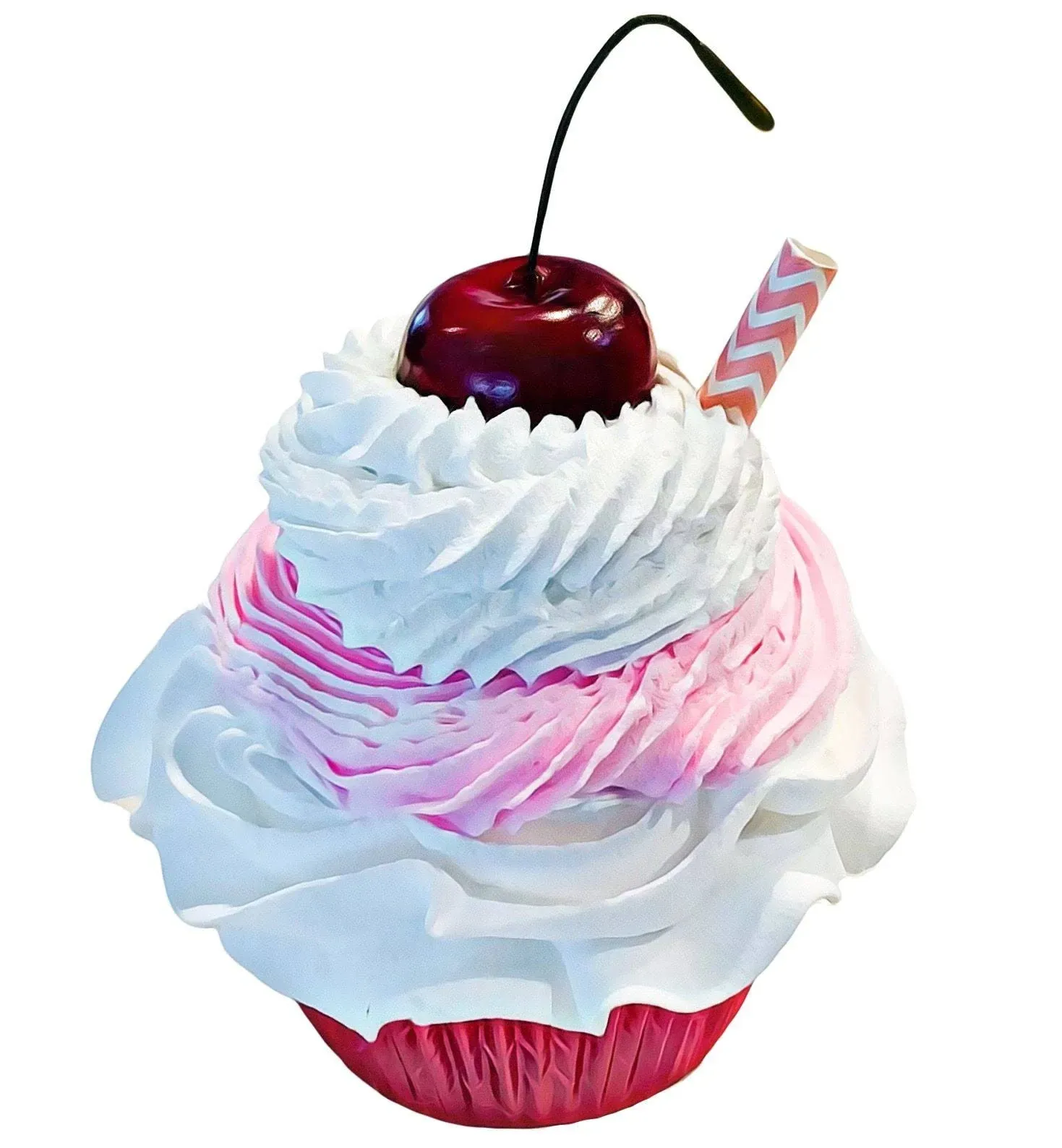 DEZICAKES Fake Cupcake Strawberry Milkshake Pink & White Prop Decoration Dezicakes