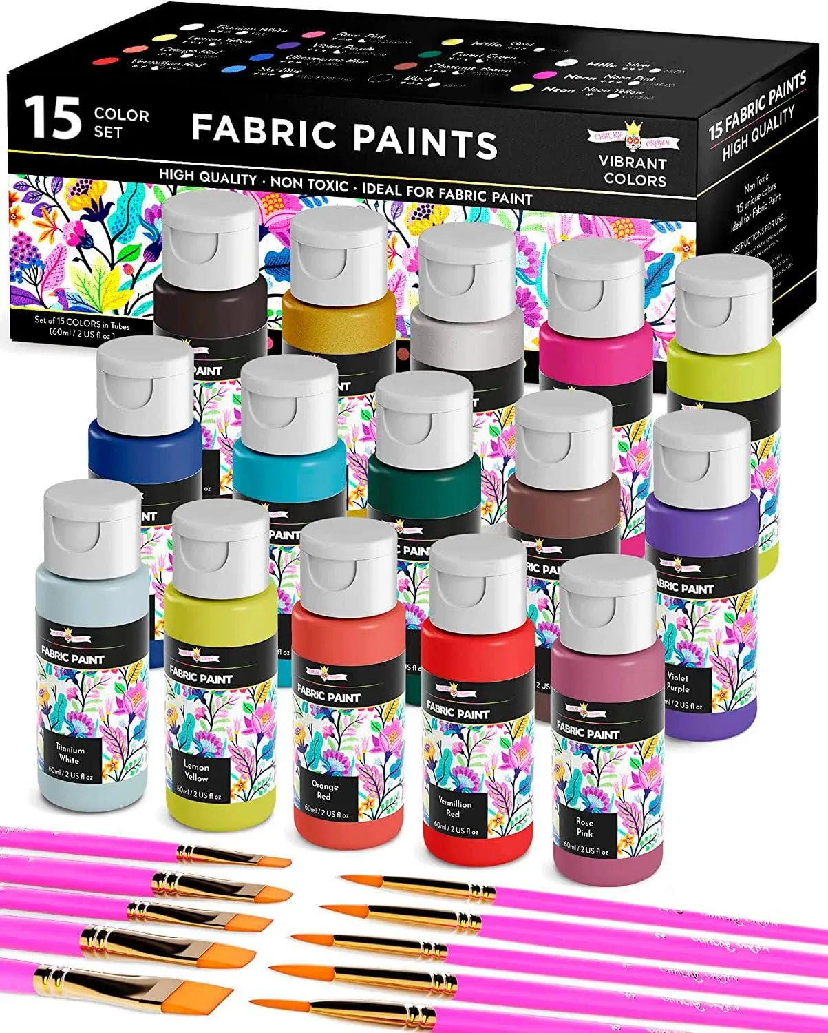 Permanent Fabric Paint set for Clothes Canvas Textile Child Safe 16 Colors 2oz