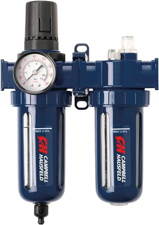 Filter Regulator and Lubricator – 3 in 1 FRL Unit - 3/8" NPT – 150 PSI (Campbell Hausfeld PA208103AV)