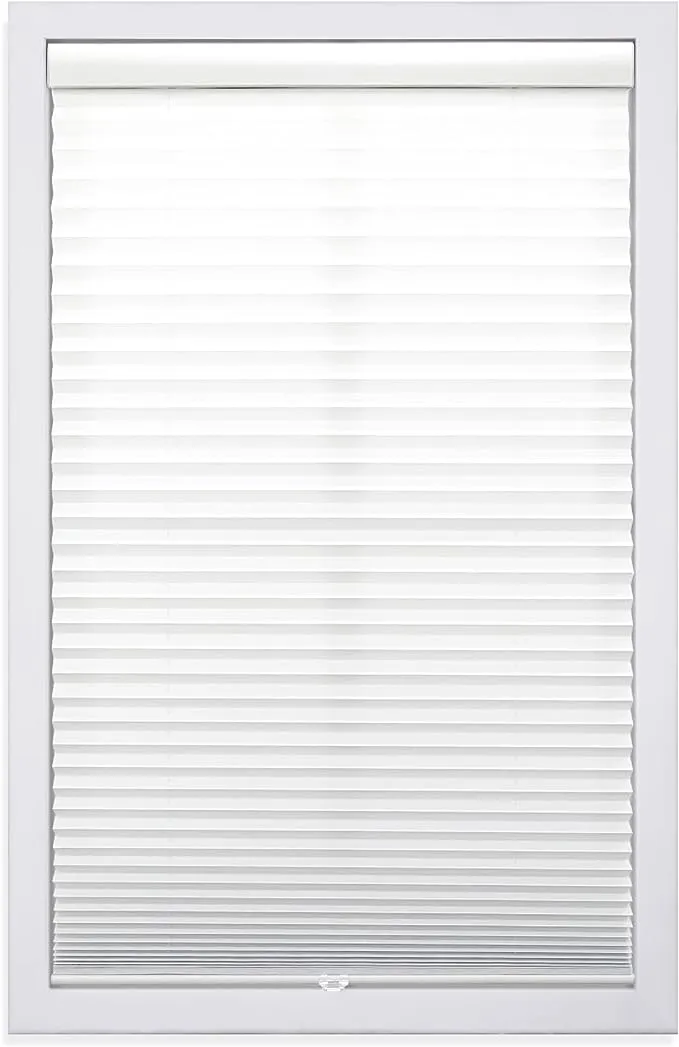 DEZ FURNISHINGS Cordless 1" Light Filtering Pleated Shade, Fabric, 70"W x 64"H, White