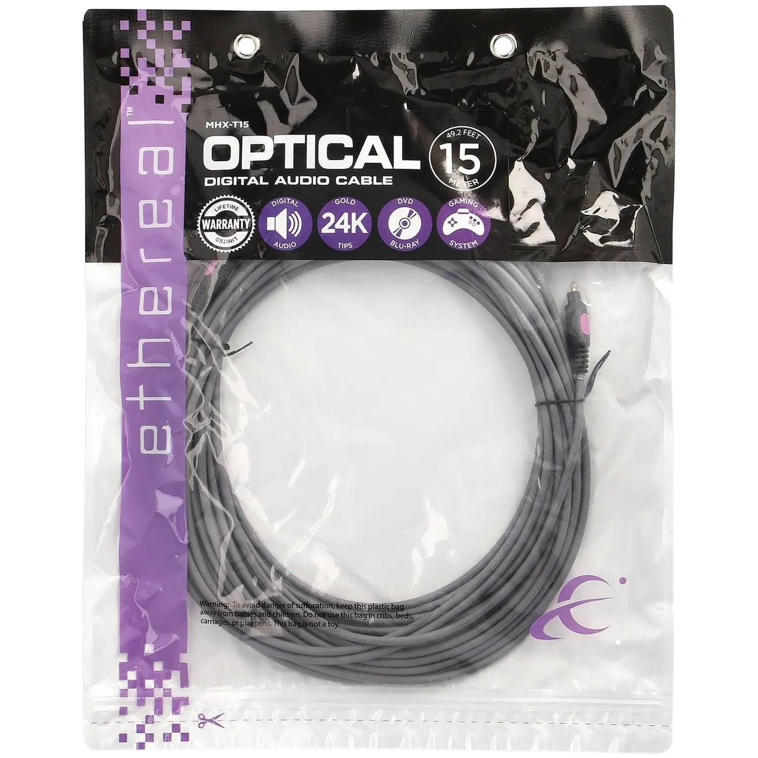 Ethereal MHX-T15 MHX Series TOSLINK Digital Optical Audio Cable, 49.2 Ft.