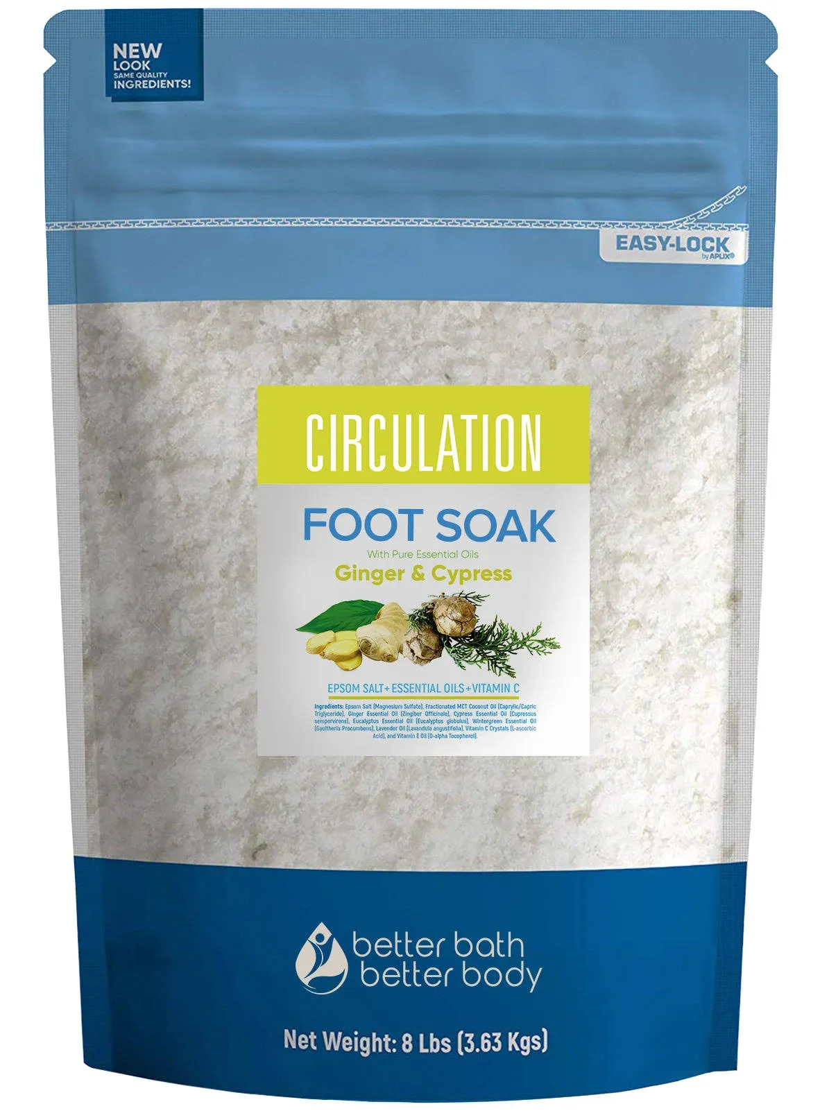 Circulation Foot Soak 32 Ounces Epsom Salt with Natural Ginger, Cypress ...