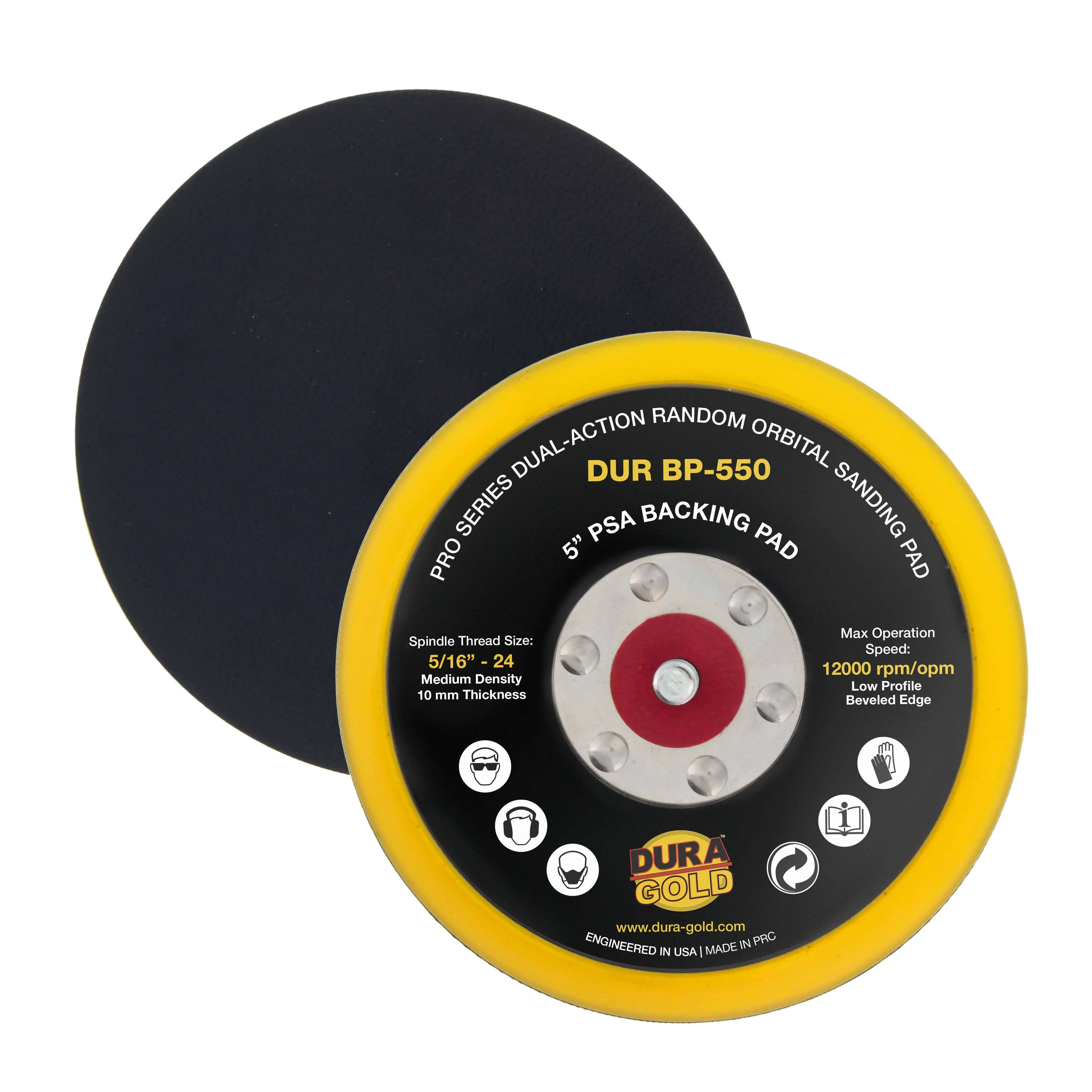 Dura-Gold Pro Series 5" PSA Da Sander Backing Plate Pad - Flexible Low Profile ...